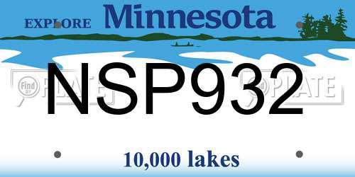 NSP932 Minnesota License Plate