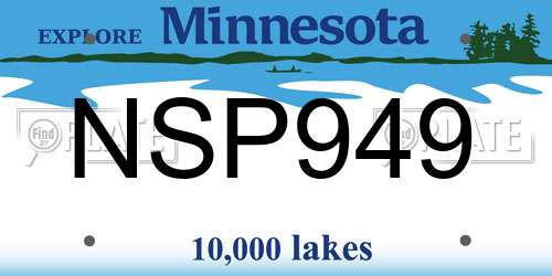 NSP949 Minnesota License Plate