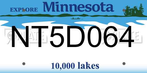 NT5D064 Minnesota License Plate