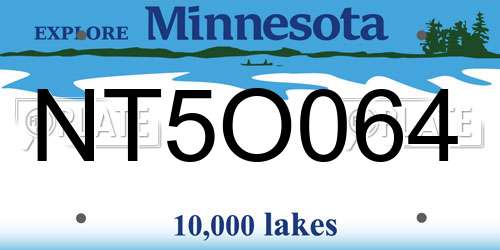 NT5O064 Minnesota License Plate