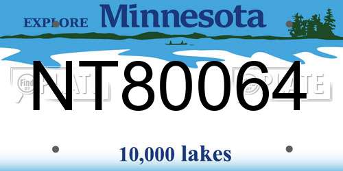 NT80064 Minnesota License Plate