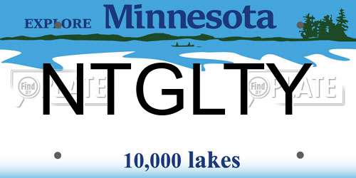 NTGLTY Minnesota License Plate