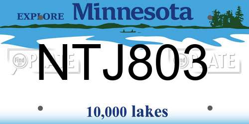 NTJ803 Minnesota License Plate