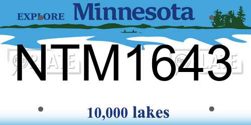 NTM1643 Minnesota License Plate