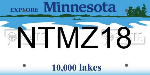 NTMZ18 Minnesota License Plate