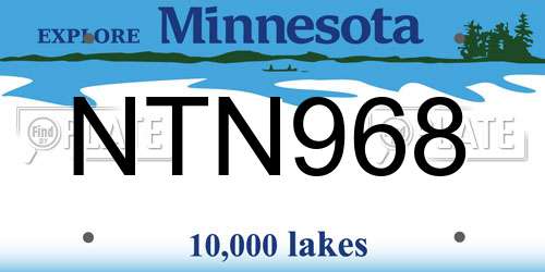NTN968 Minnesota License Plate