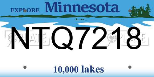 NTQ7218 Minnesota License Plate