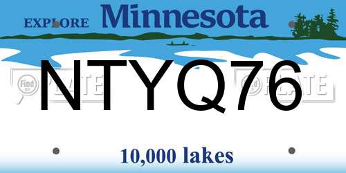 NTYQ76 Minnesota License Plate