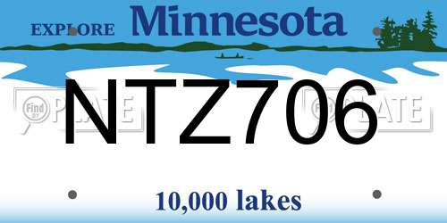 NTZ706 Minnesota License Plate