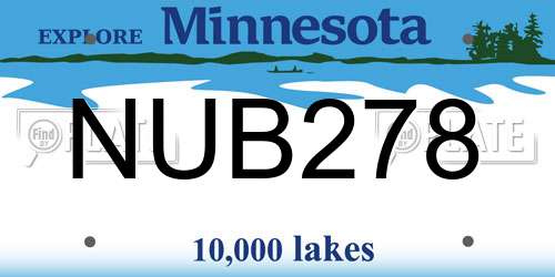 NUB278 Minnesota License Plate