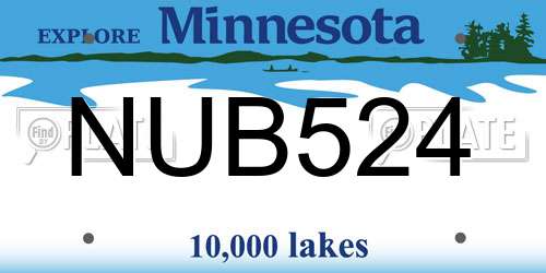NUB524 Minnesota License Plate
