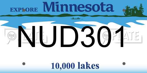 NUD301 Minnesota License Plate