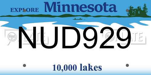NUD929 Minnesota License Plate