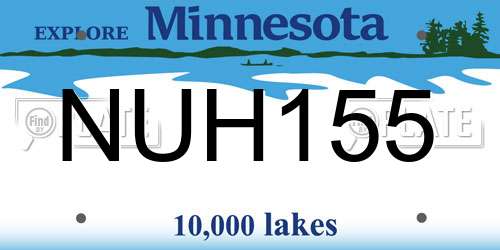 NUH155 Minnesota License Plate