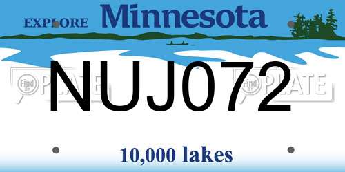 NUJ072 Minnesota License Plate