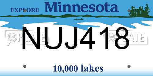 NUJ418 Minnesota License Plate