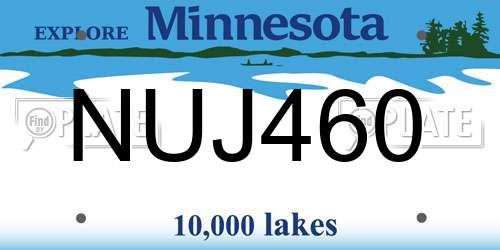 NUJ460 Minnesota License Plate