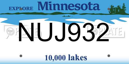 NUJ932 Minnesota License Plate