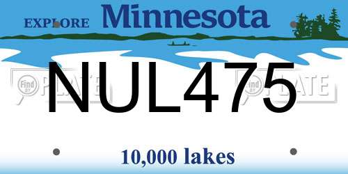 NUL475 Minnesota License Plate