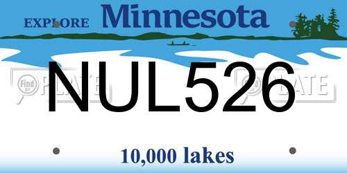 NUL526 Minnesota License Plate