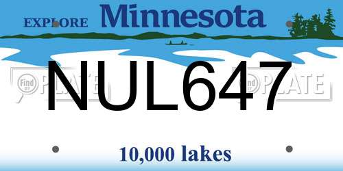 NUL647 Minnesota License Plate
