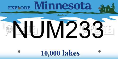 NUM233 Minnesota License Plate