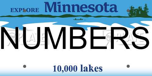 NUMBERS Minnesota License Plate