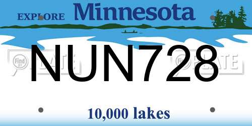 NUN728 Minnesota License Plate
