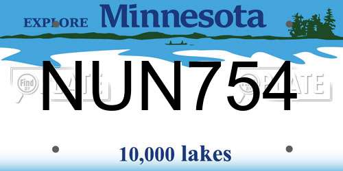 NUN754 Minnesota License Plate