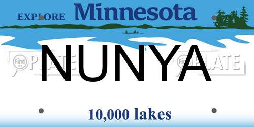 NUNYA Minnesota License Plate