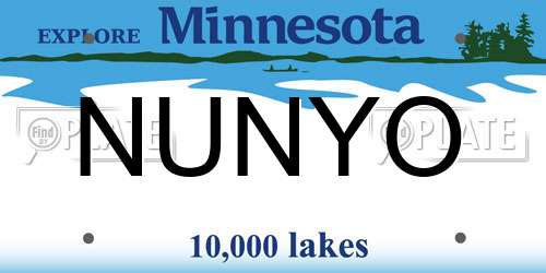 NUNYO Minnesota License Plate