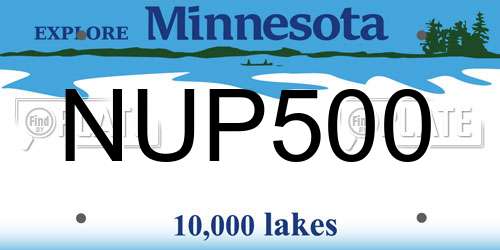 NUP500 Minnesota License Plate