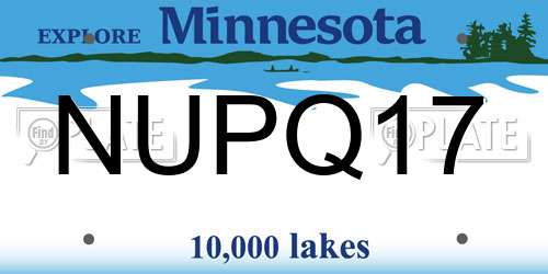NUPQ17 Minnesota License Plate