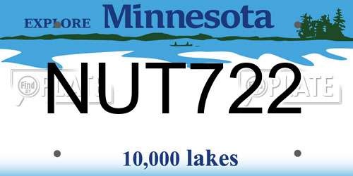 NUT722 Minnesota License Plate