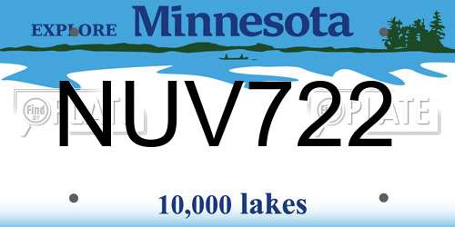 NUV722 Minnesota License Plate
