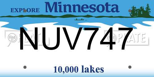 NUV747 Minnesota License Plate