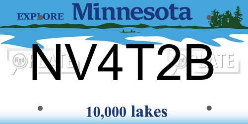 NV4T2B Minnesota License Plate