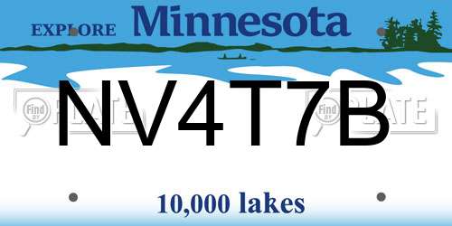 NV4T7B Minnesota License Plate