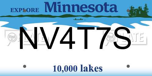 NV4T7S Minnesota License Plate