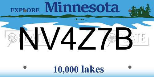 NV4Z7B Minnesota License Plate
