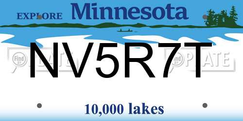 NV5R7T Minnesota License Plate