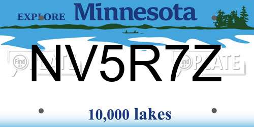 NV5R7Z Minnesota License Plate