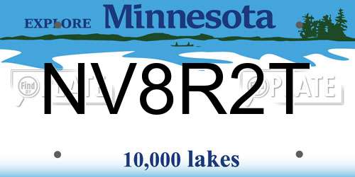 NV8R2T Minnesota License Plate