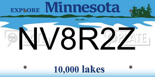 NV8R2Z Minnesota License Plate