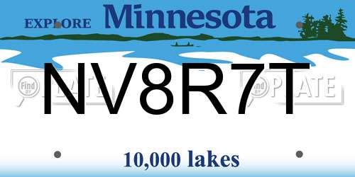 NV8R7T Minnesota License Plate