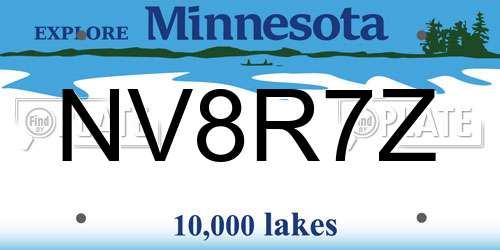 NV8R7Z Minnesota License Plate