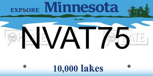NVAT75 Minnesota License Plate