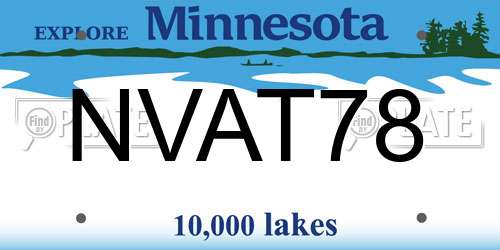 NVAT78 Minnesota License Plate