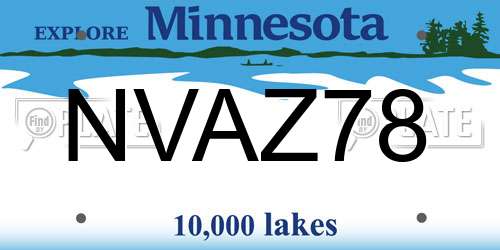 NVAZ78 Minnesota License Plate