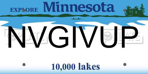 NVGIVUP Minnesota License Plate